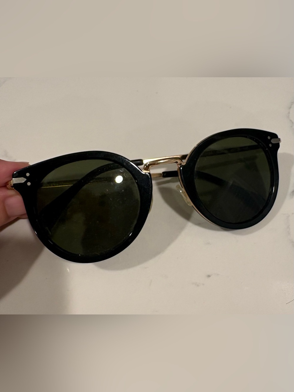 Celine Black Round Sunglasses with Gold Bridge